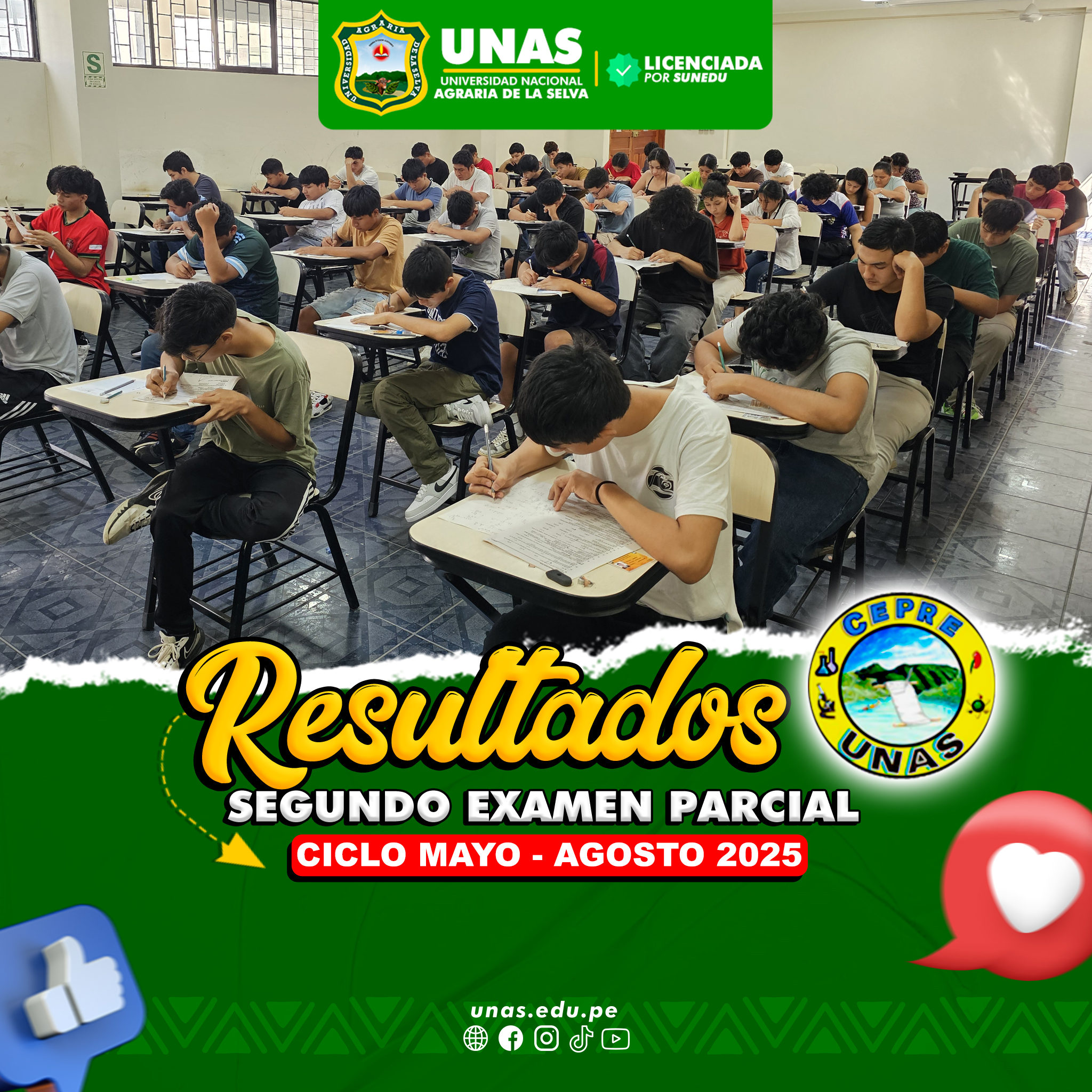 RESULTADOS SEGUNDO PARCIAL CEPRE UNAS CICLO MAYO - AGOSTO 2025
