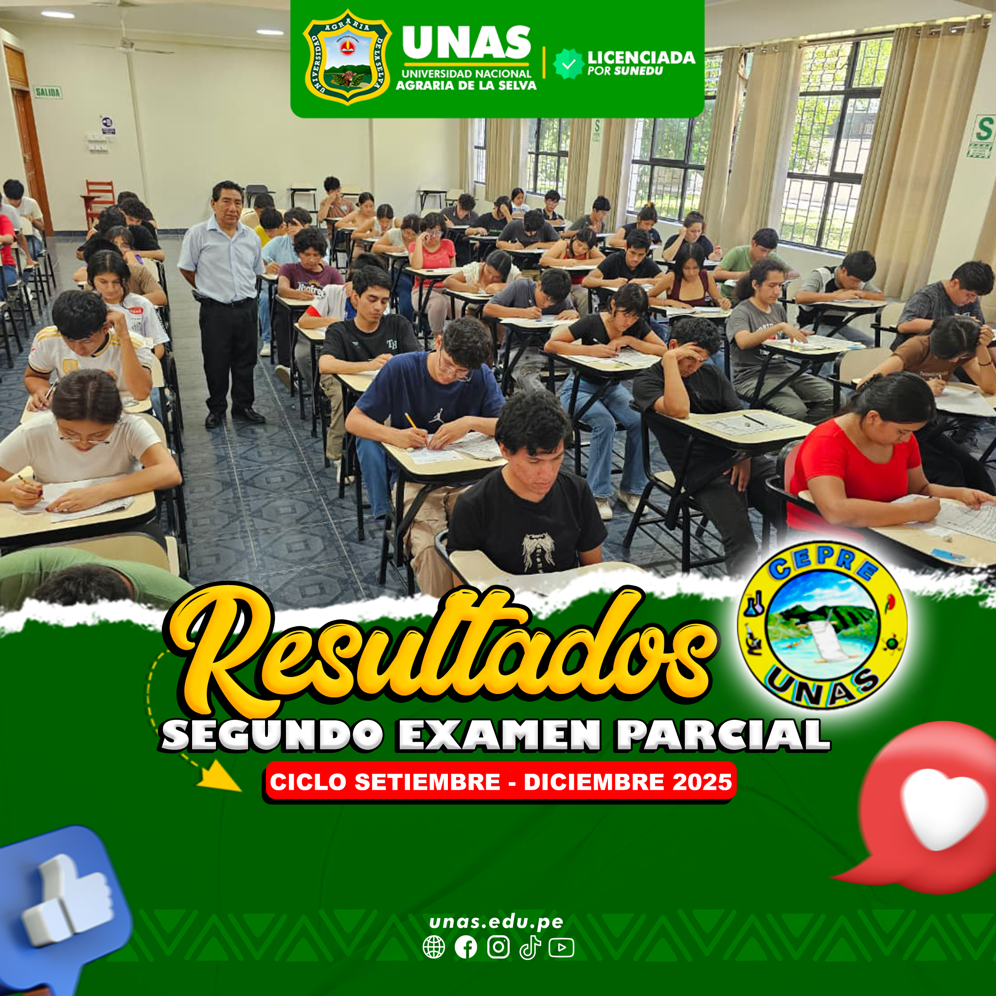 RESULTADOS SEGUNDO PARCIAL CEPRE UNAS CICLO SETIEMBRE - DICIEMBRE 2025