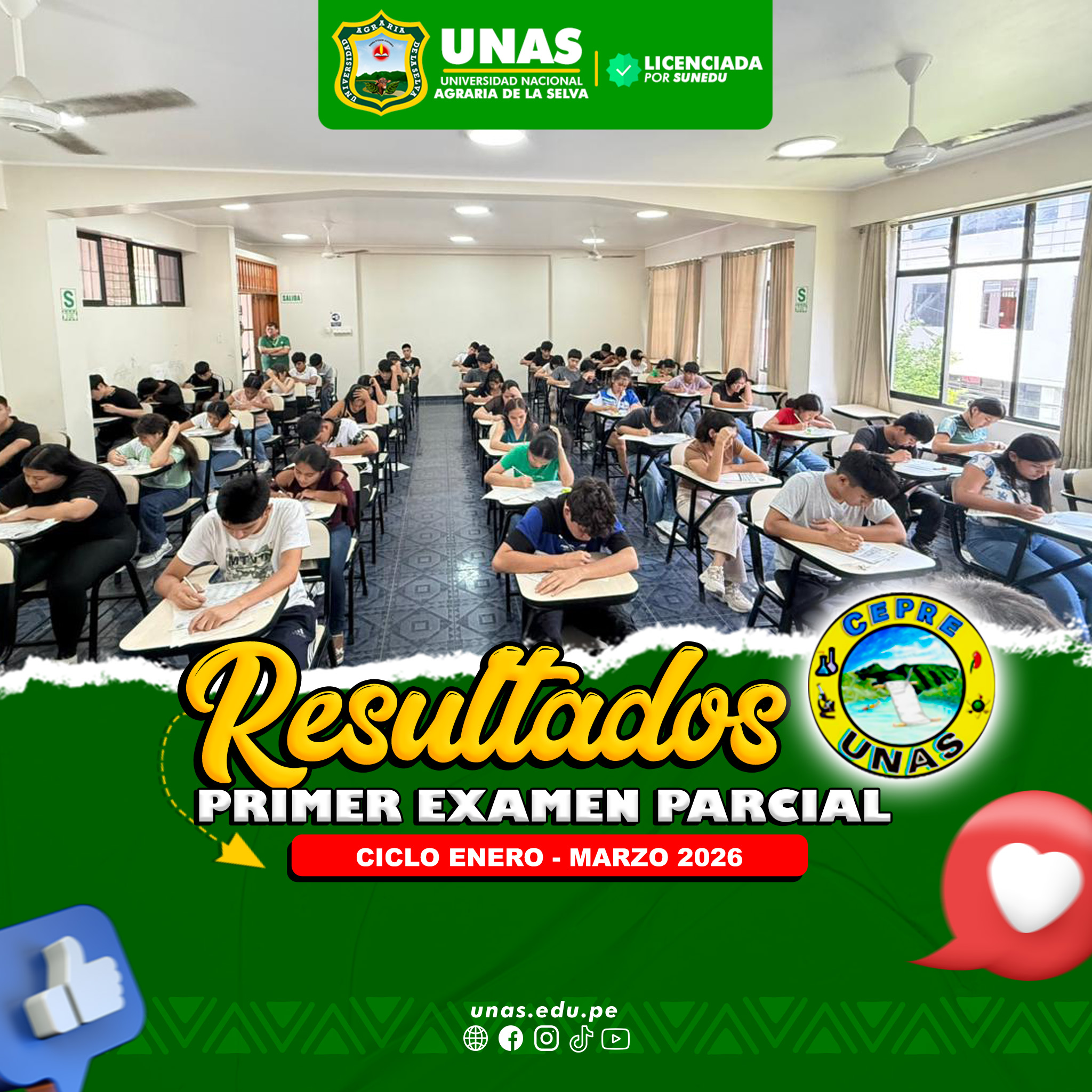 RESULTADOS PRIMER EXAMEN PARCIAL CEPREUNAS ENERO MARZO 2026