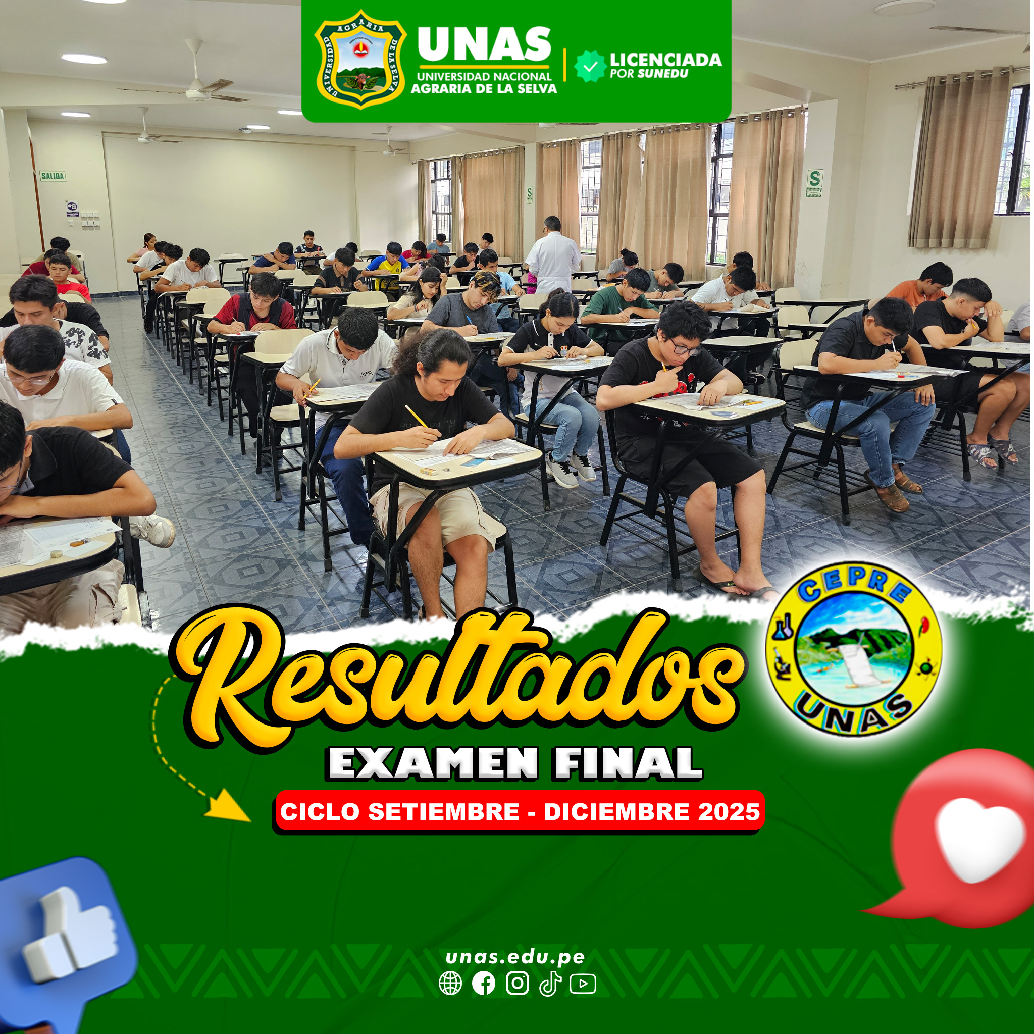 RESULTADOS FINALES CEPRE UNAS CICLO SETIEMBRE - DICIEMBRE 2025 RESULTADOS FINALES CEPRE UNAS CICLO SETIEMBRE - DICIEMBRE 2025